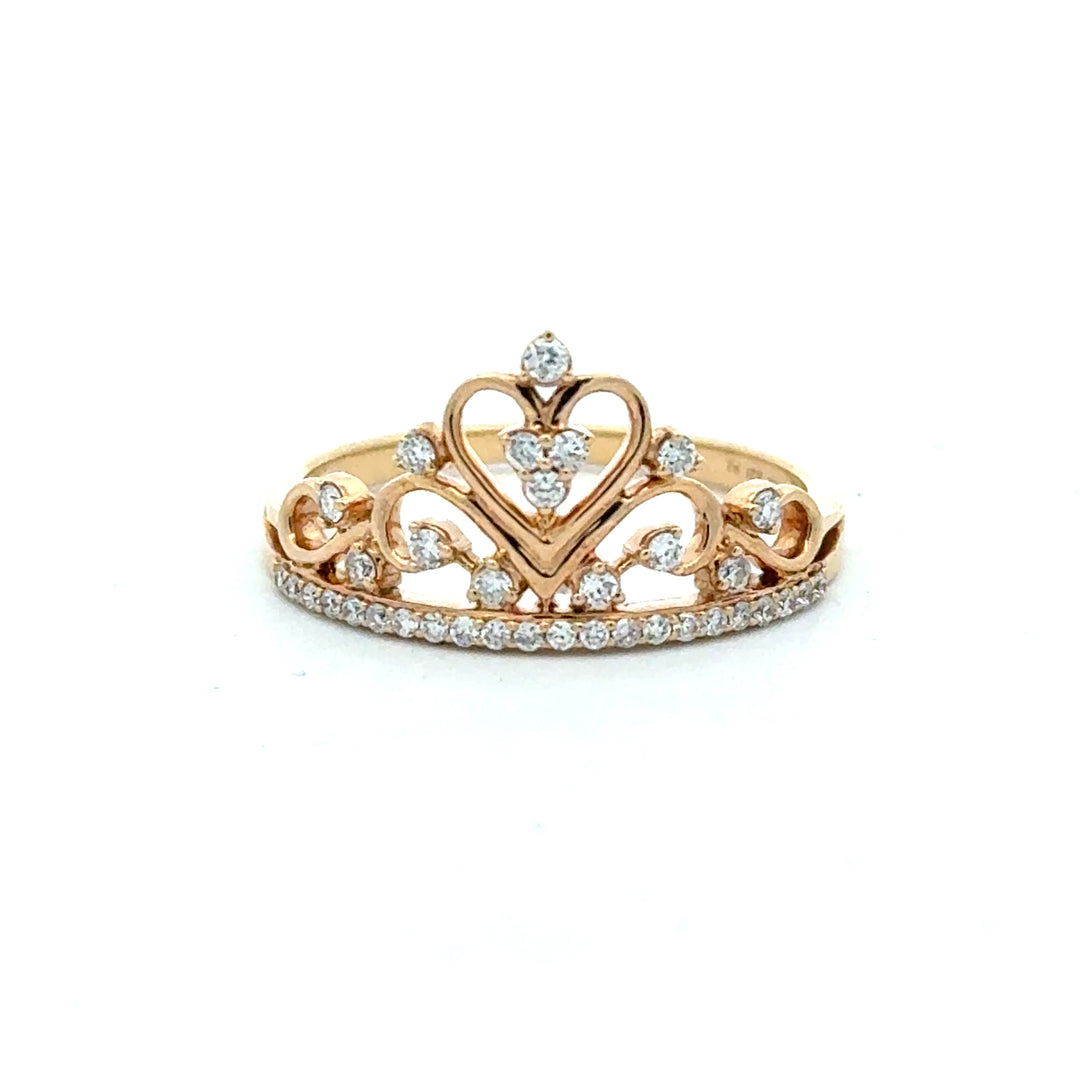 14K Gold .21ctw Diamond Crown Ring - Elegant Women's Jewelry