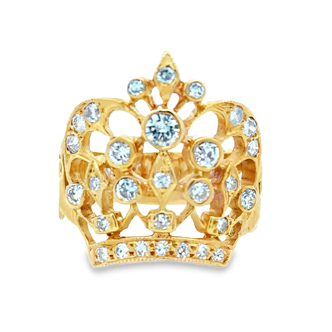 14K Gold Crown Diamond Ring | 1.50 Carat Luxury Statement