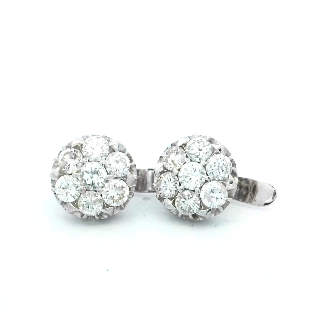 18kt Vintage Cluster Diamond Earrings