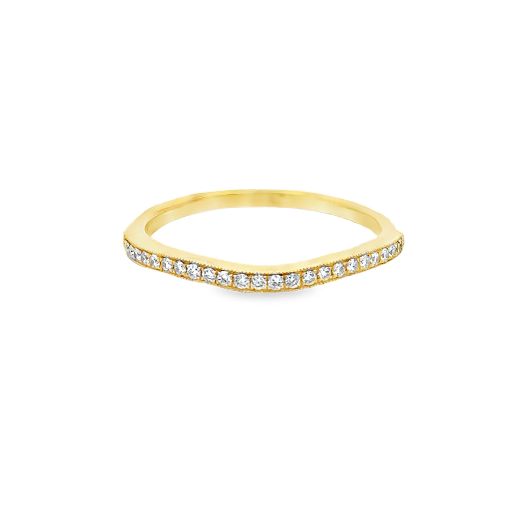 14K Gold .12ctw Diamond Curved Wedding Band Ring, Size 6.5