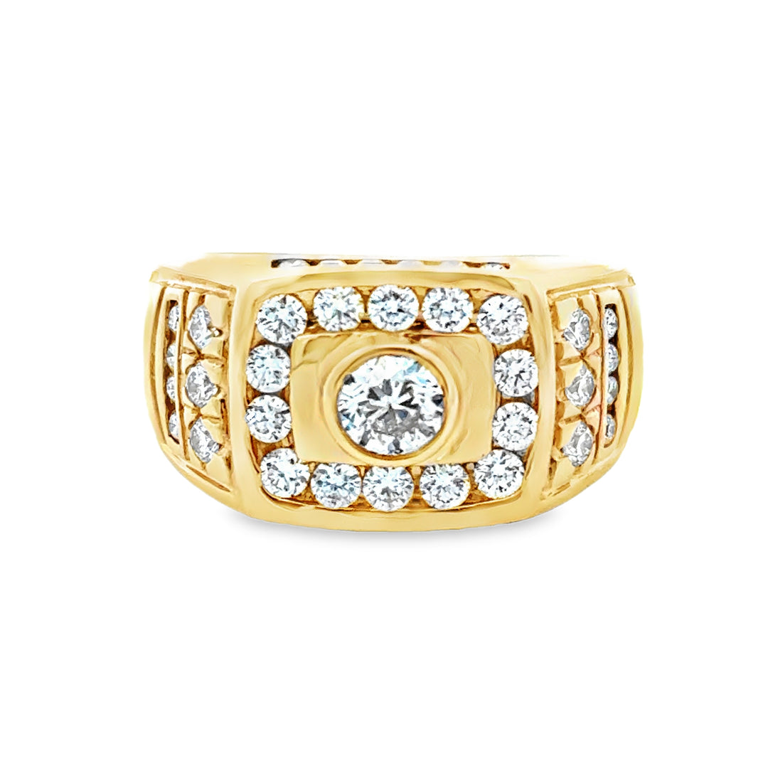 14K White Gold 0.50ct GIA Diamond Men's Cluster Ring