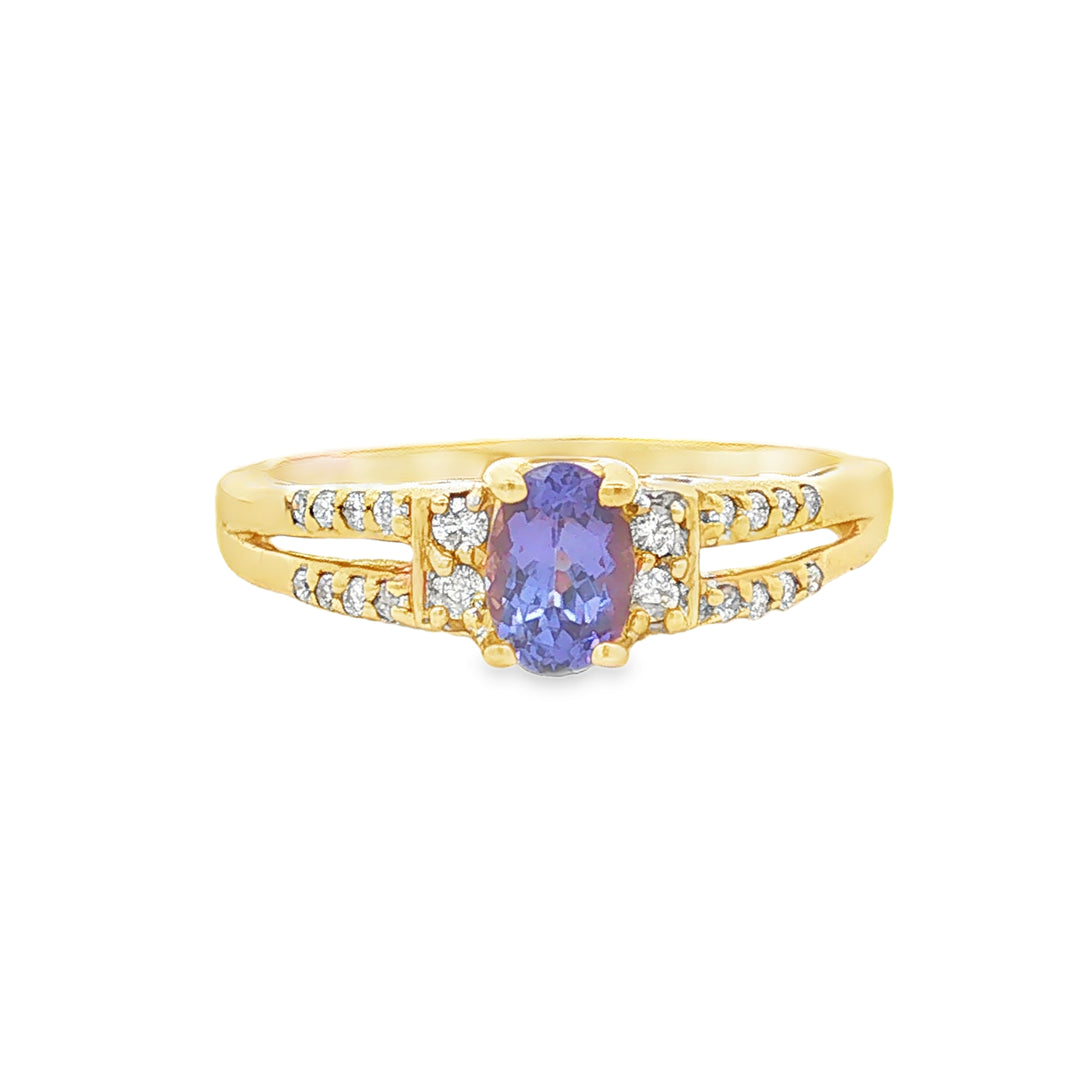 14K White Gold Tanzanite Diamond Pendant Necklace
