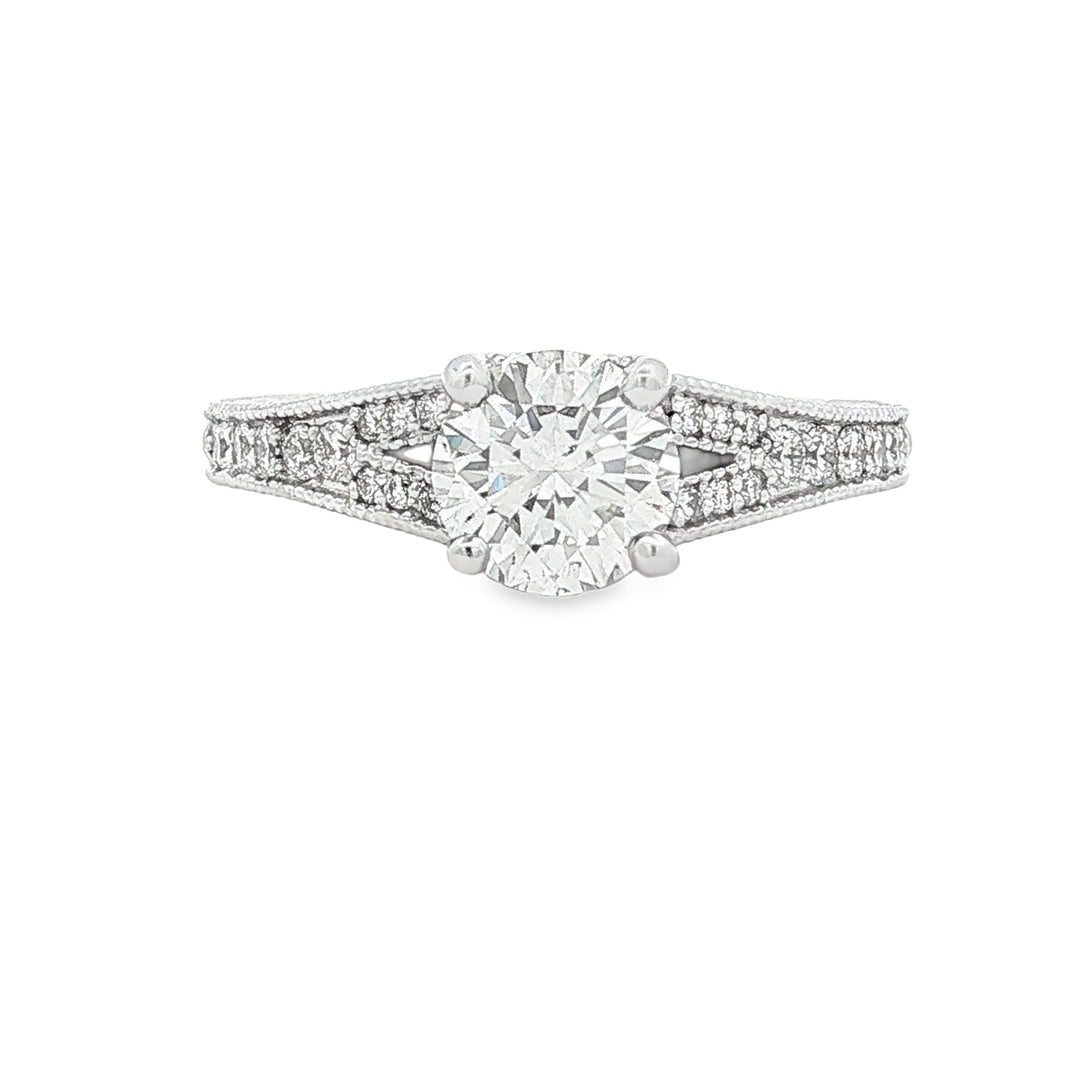 Platinum 1.15ct Round Diamond Bridal Ring Elegance