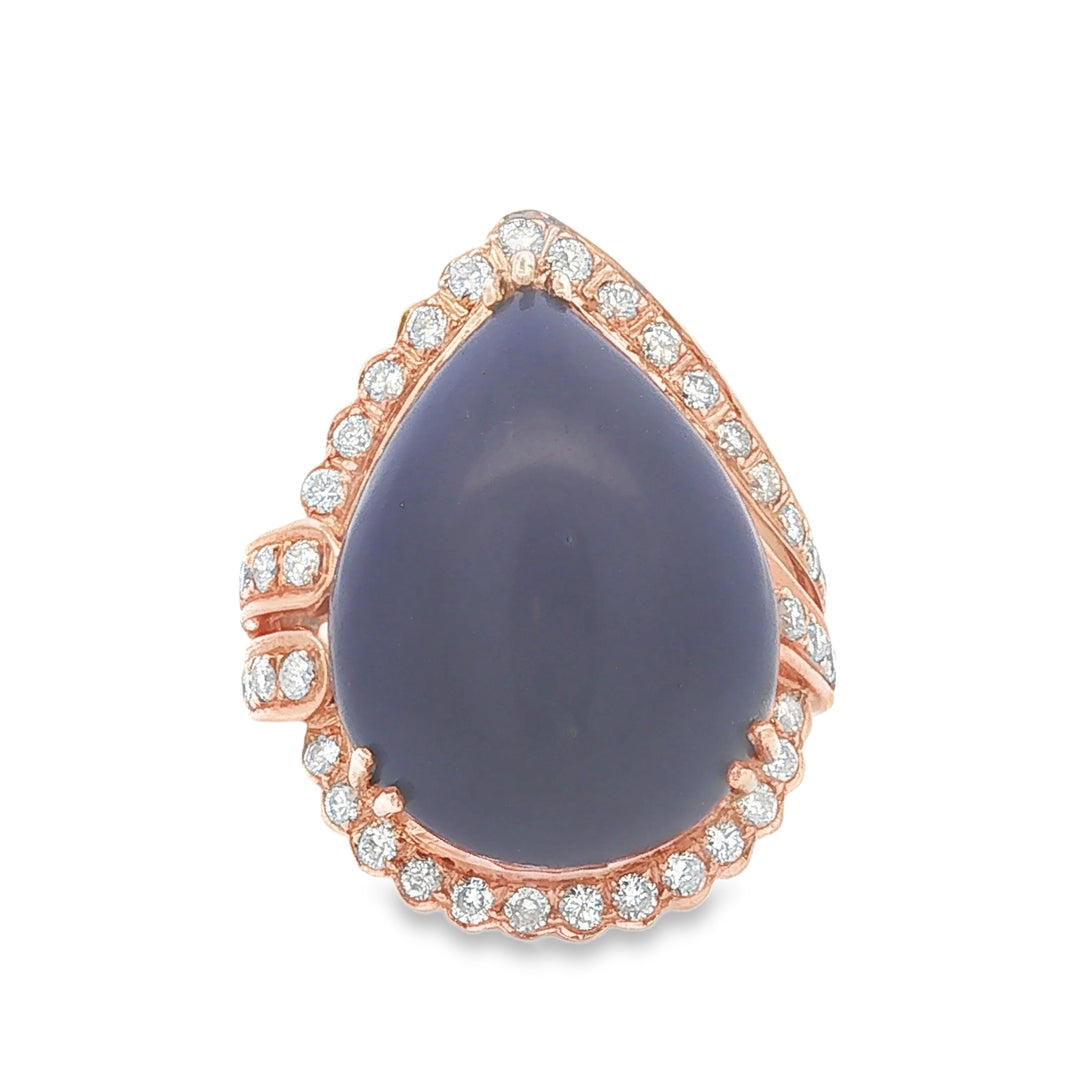 14K Gold Vintage Lapis Diamond Accent Women's Ring