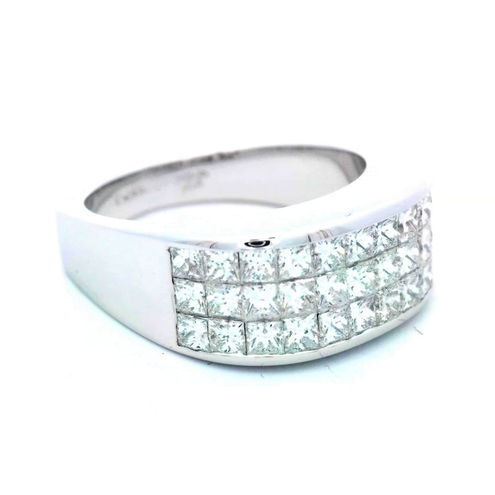18K White Gold 2CT Diamond Invisible Set Wedding Band