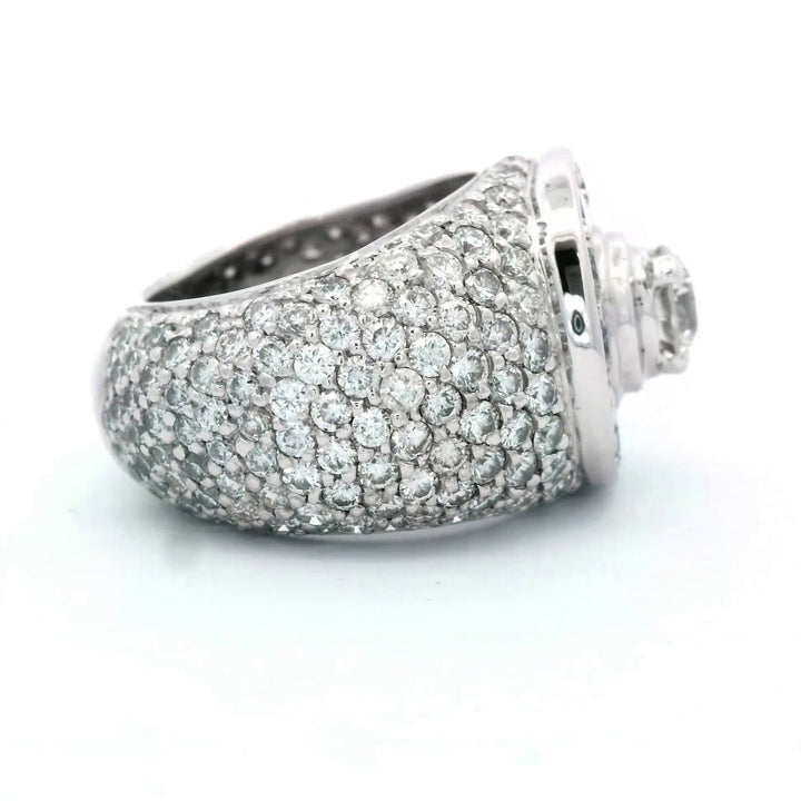 14K White Gold Men's 5.20ctw Diamond Cluster Ring