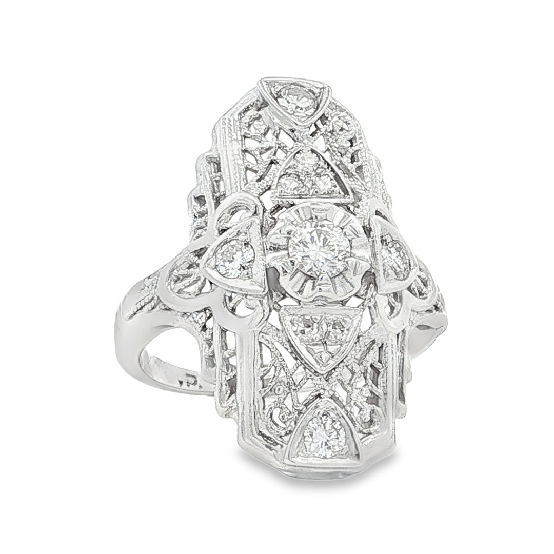 14kt Vintage Art Deco Diamond Accent Women's Ring