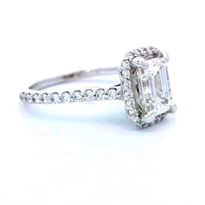 14K White Gold 1.36ct GIA Diamond Halo Engagement Ring