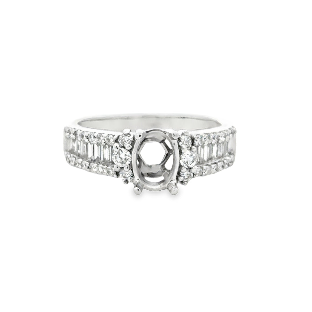 14K Gold 1ct Diamond Semi-Mount Ring with Dual Cuts