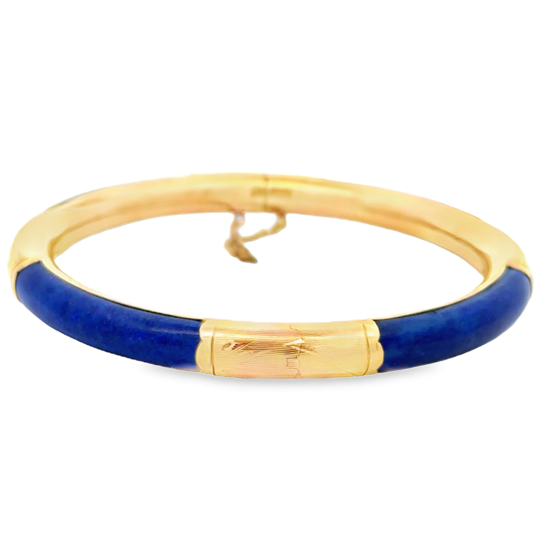 14K Gold Vintage Lapis Lazuli Bangle Bracelet