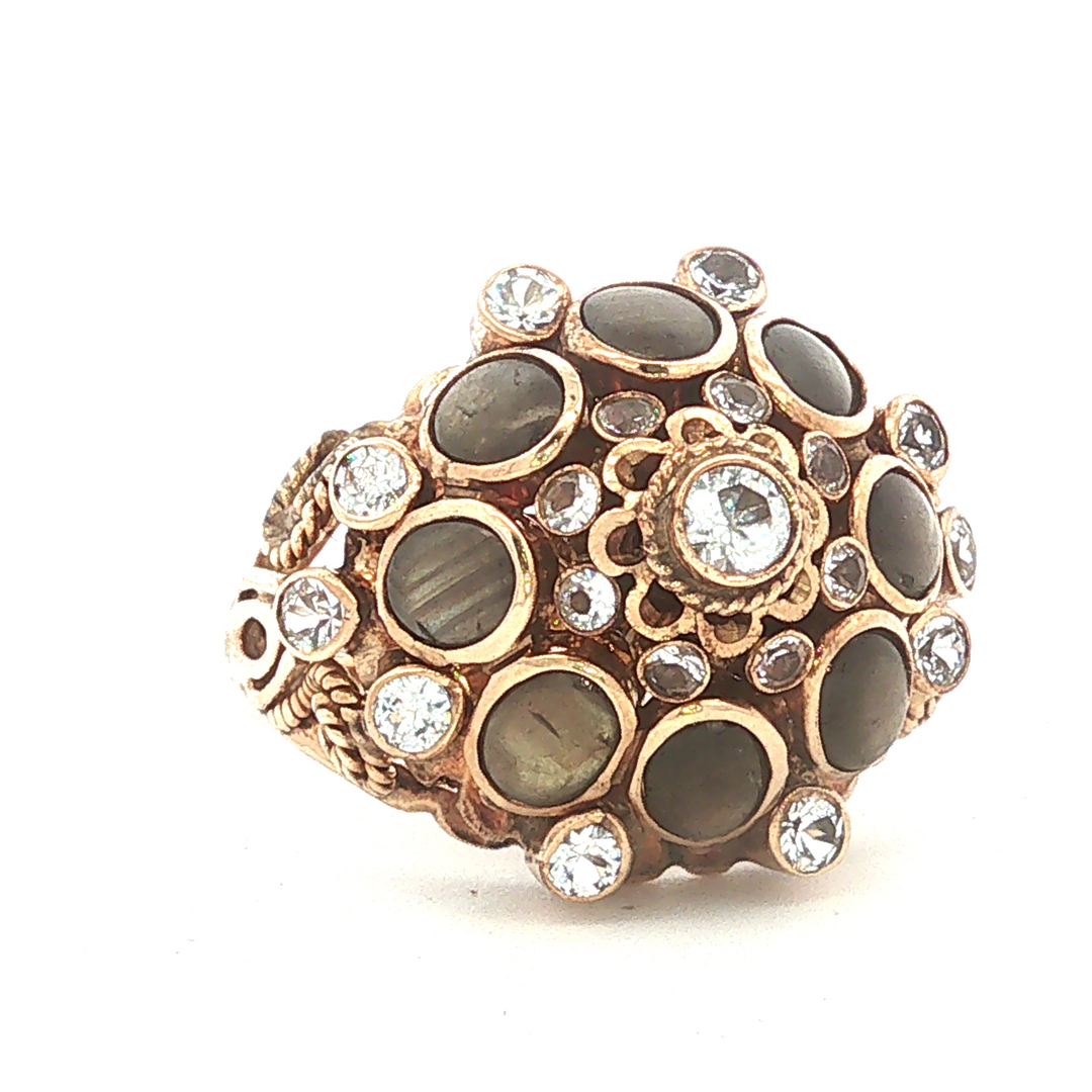 14kt Gold Vintage Black Sapphire Diamond Statement Ring