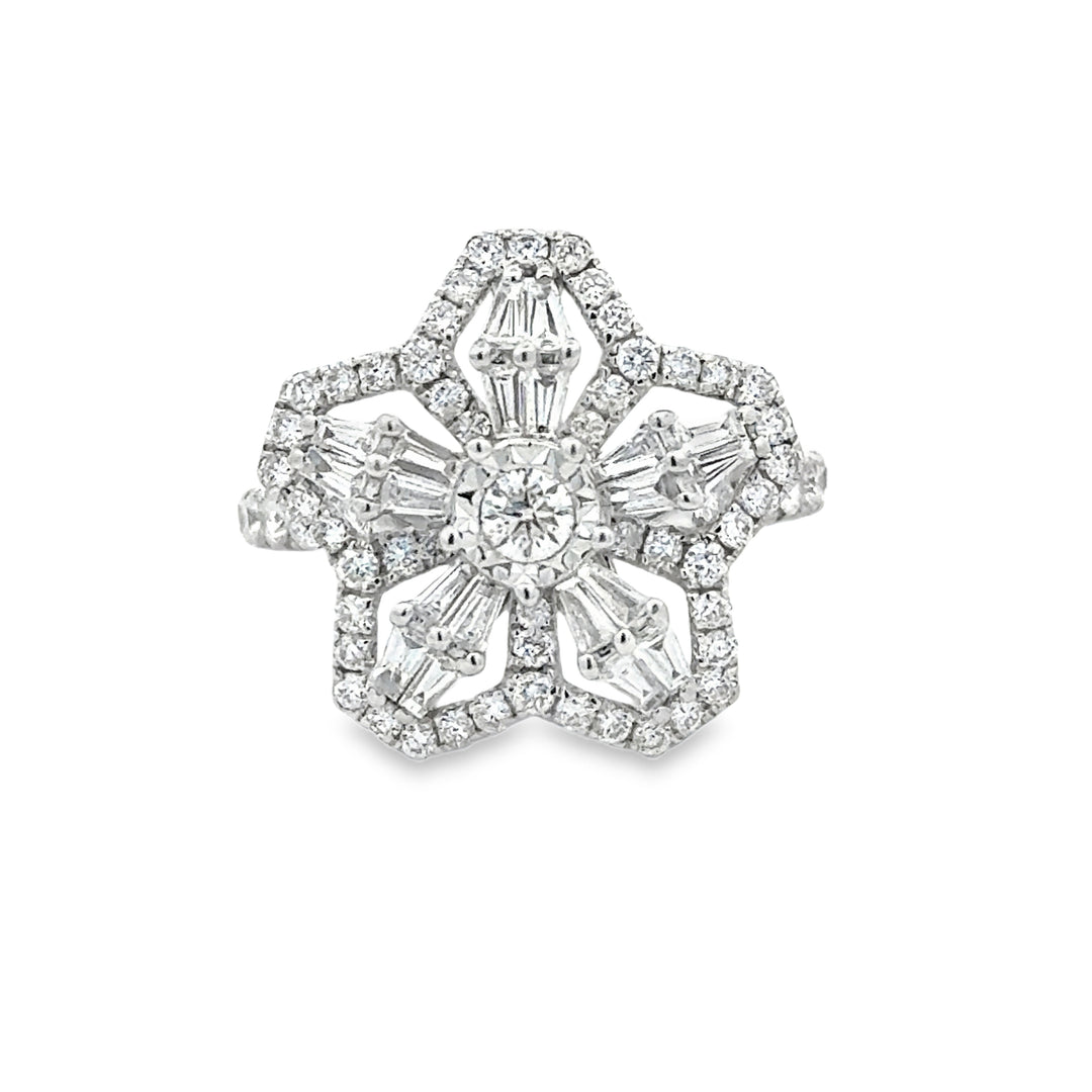 18K Yellow Gold 1.45ctw Diamond Cluster Statement Ring