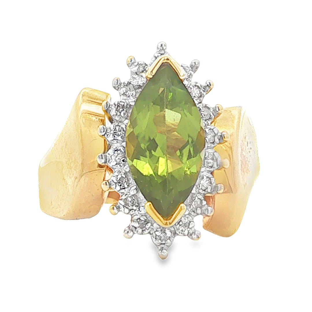 14K Gold Peridot Diamond Accent Ring for Women