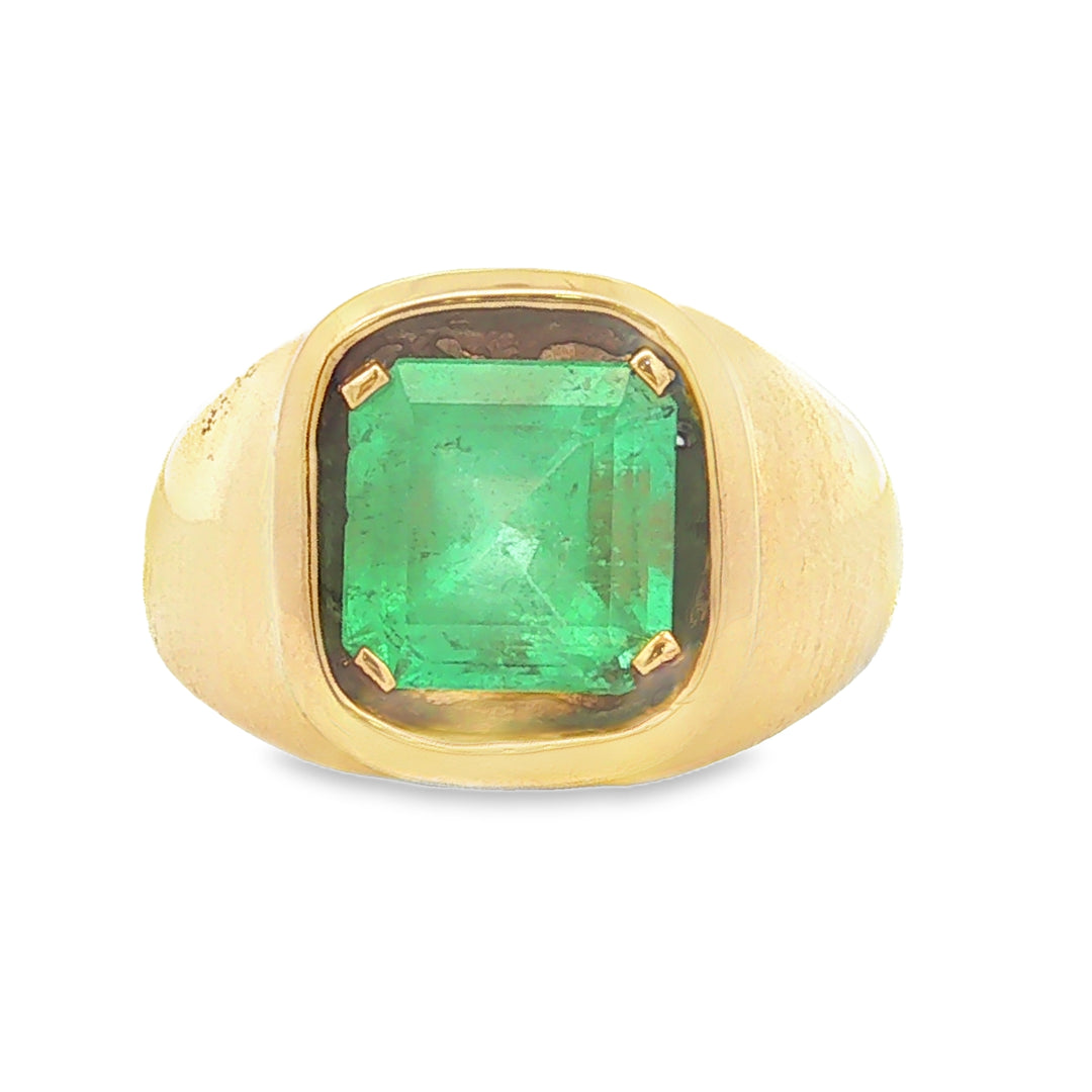 14K Gold Emerald Cut 4ct Masculine Men's Statement Ring