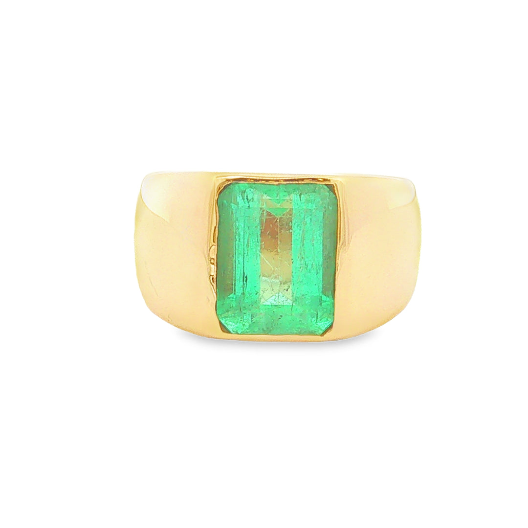 14K Gold Emerald Cut Men's Statement Ring, 3ct Gem
