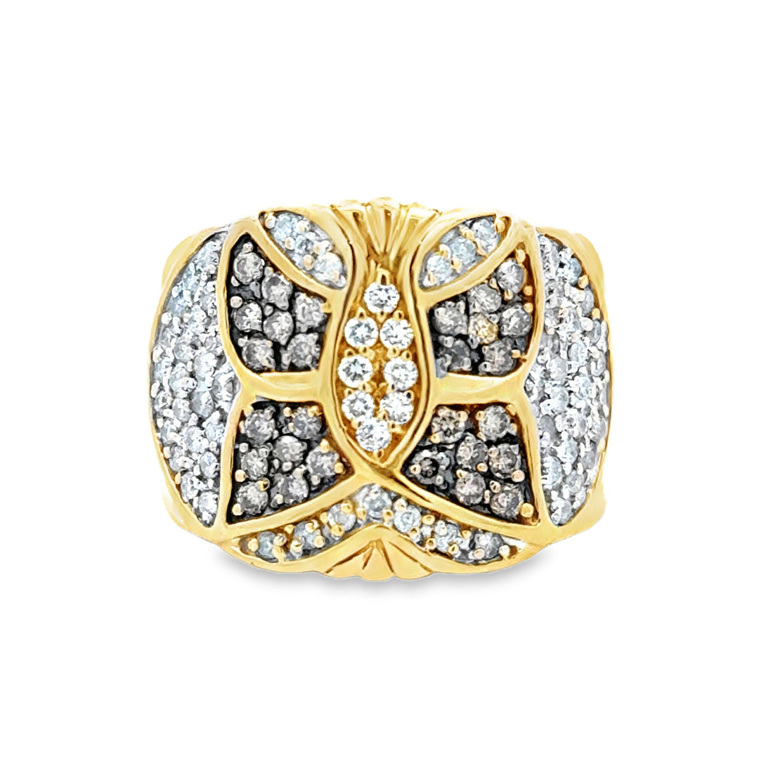 14kt Chocolate White Diamond Butterfly Cluster Ring