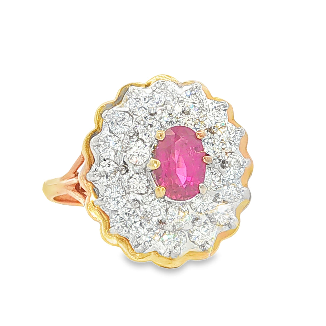14K Gold Ruby & Diamond Cocktail Ring
