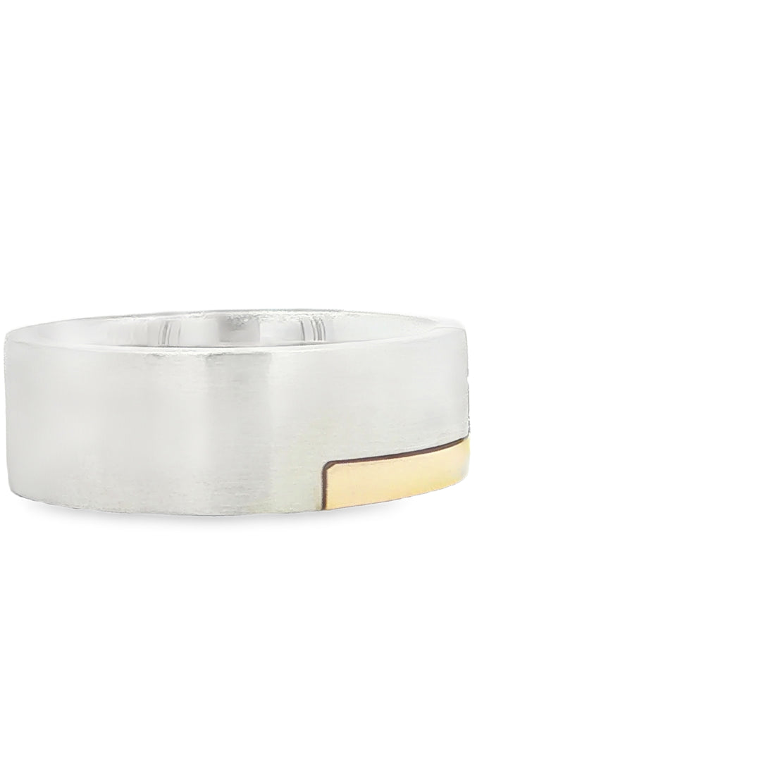 14K Two-Tone Men's Diamond Band Ring 0.12ct Luxury