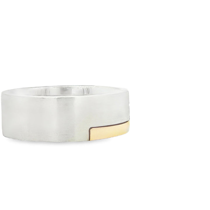 14K Two-Tone Men's Diamond Band Ring 0.12ct Luxury