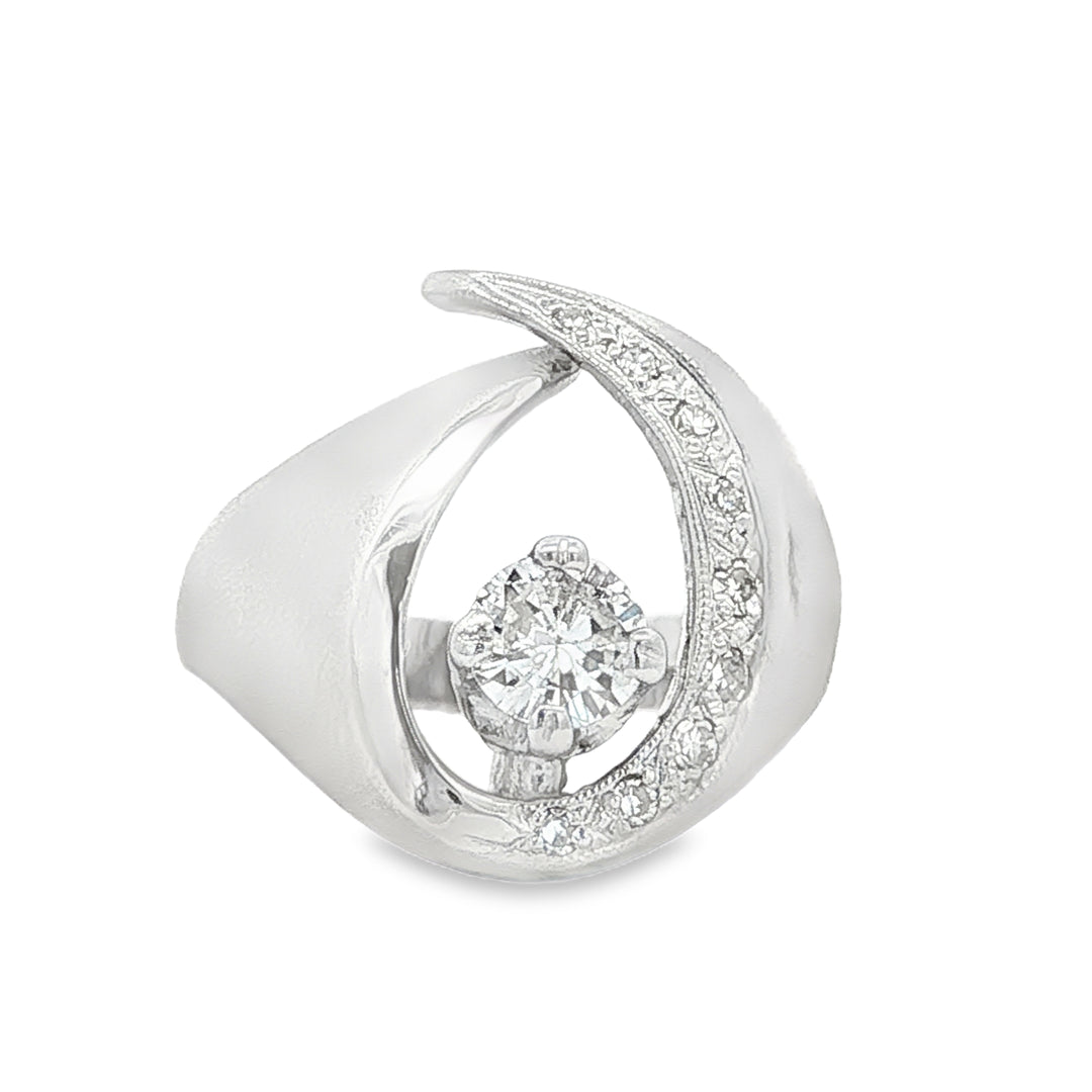 Vintage-Inspired 14K White Gold .33ct Diamond Halo Ring