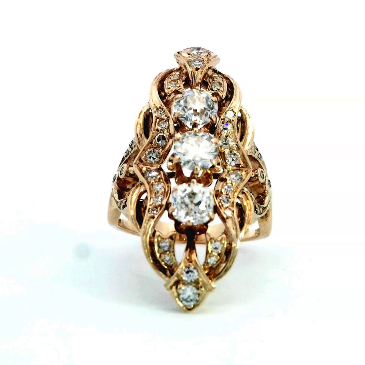 18K Yellow Gold Vintage 2.00ct Diamond Statement Ring