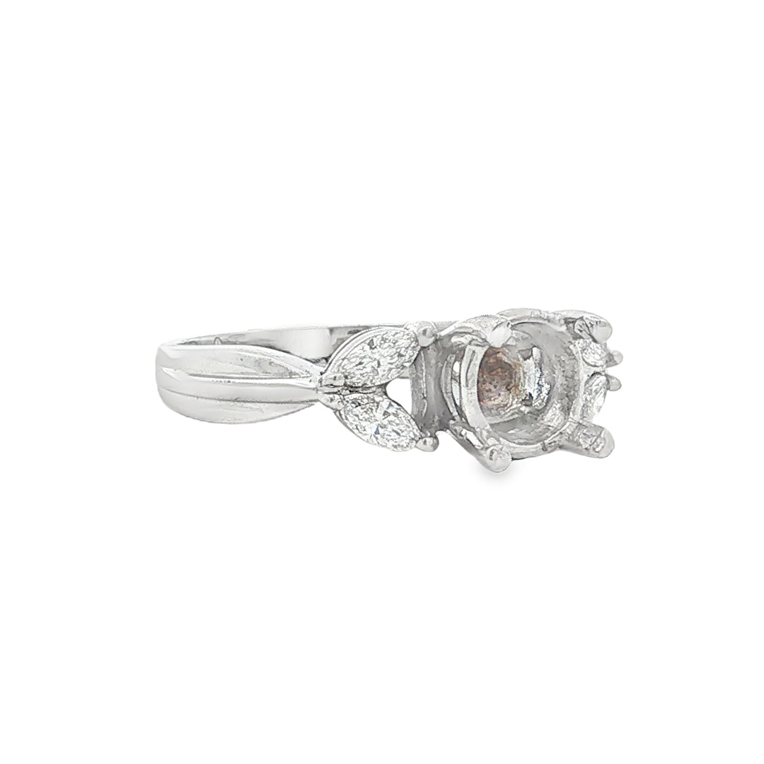 Platinum CZ Diamond Semi-Mount Engagement Ring 0.50ctw