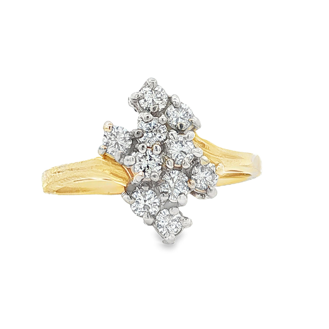 14kt Yellow Gold .50ctw Diamond Cluster Statement Ring