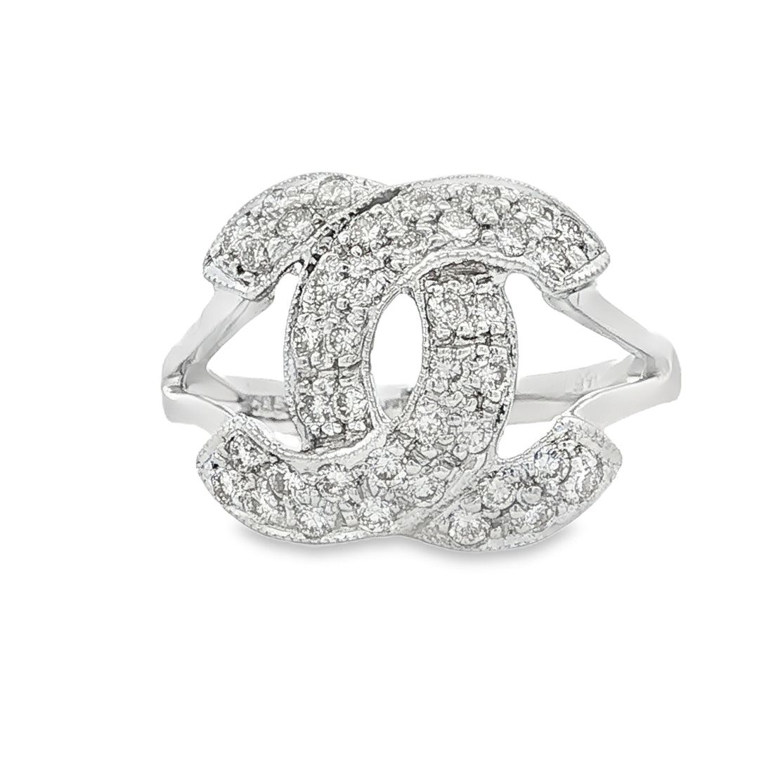 14K Gold .65ctw Diamond Double C Statement Ring