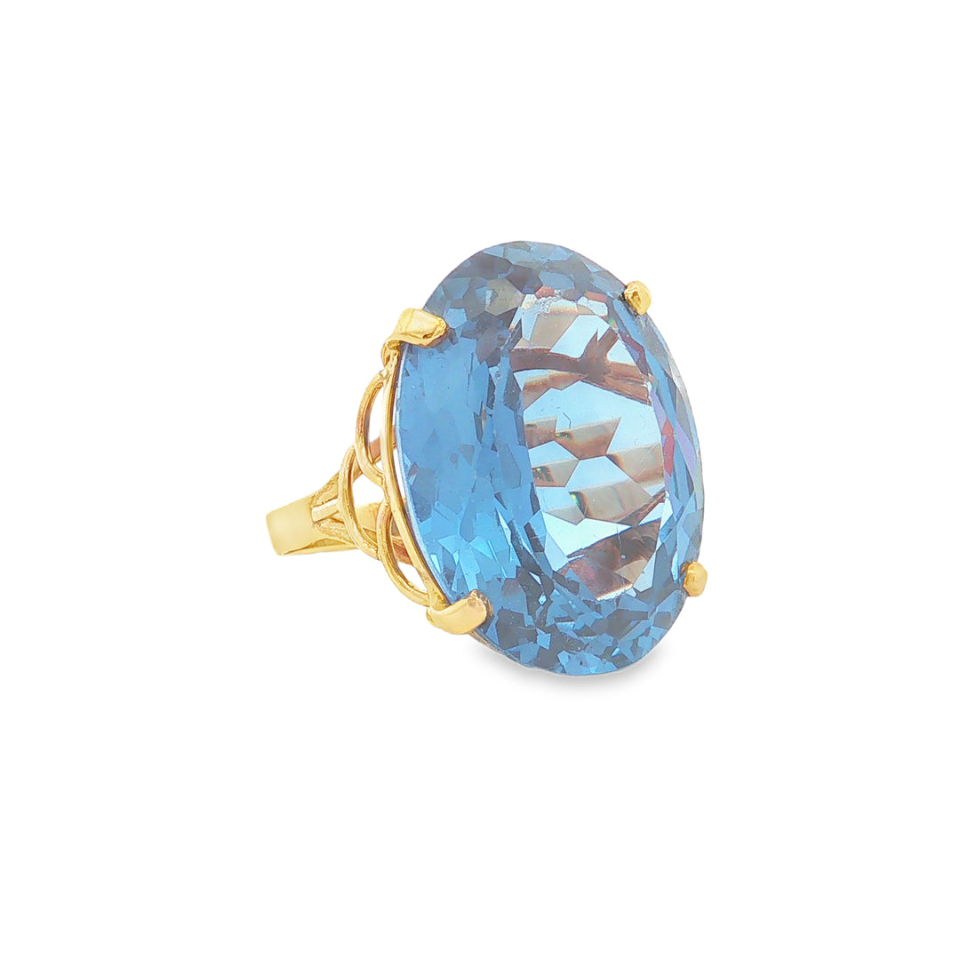 14kt Gold Vintage Oval London Blue Topaz Pendant