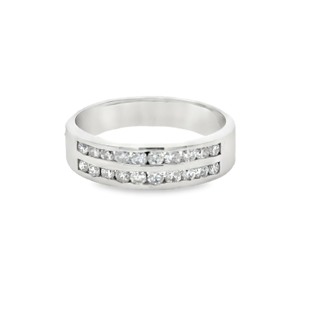14kt White Gold .50ctw Double Diamond Channel Band