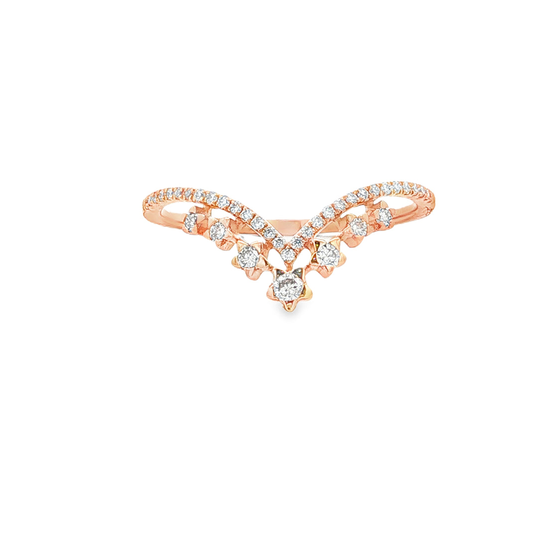18K Gold Delicate Diamond Shadow Band Ring, Size 6.75