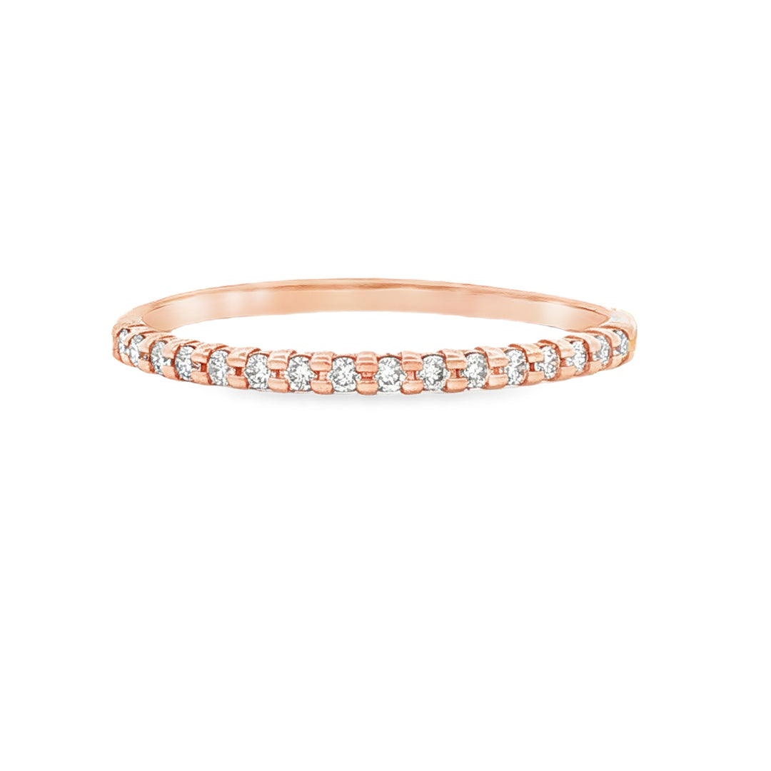14K Rose Gold Delicate Diamond Band Ring