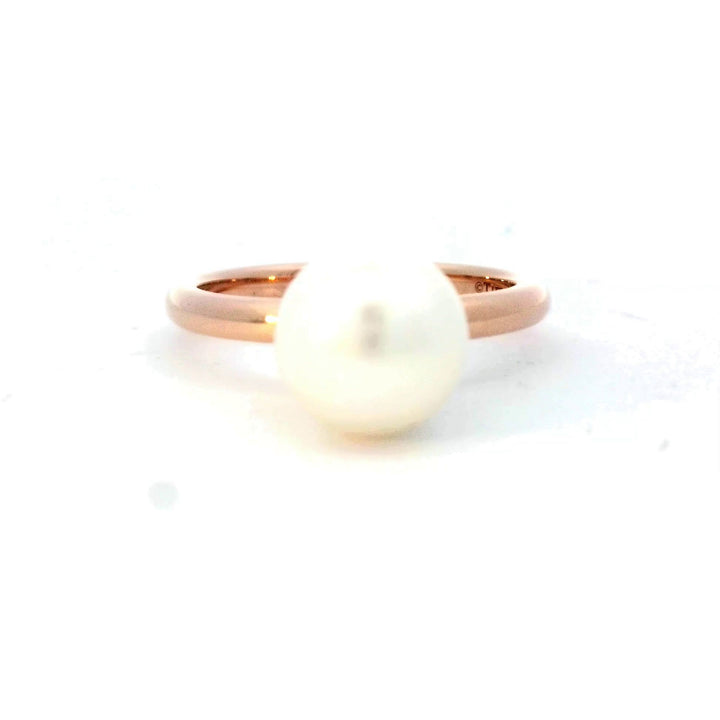 Tiffany 18K Rose Gold 8mm Pearl Ring, Elegant Design