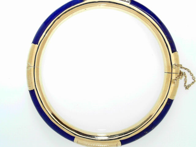 14K Gold Vintage Lapis Lazuli Bangle Bracelet
