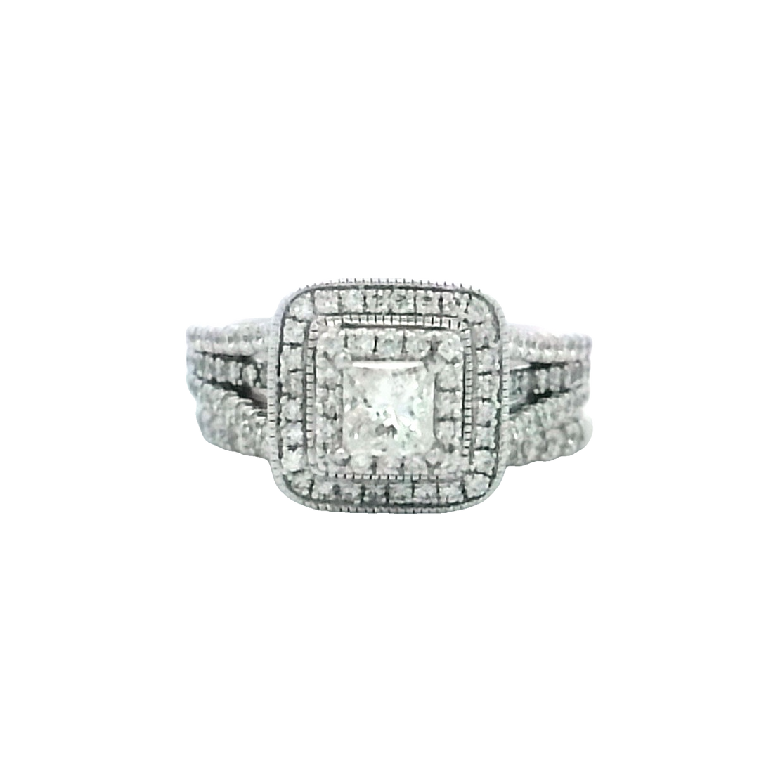 14K White Gold 2CT Princess Diamond Bridal Ring Set