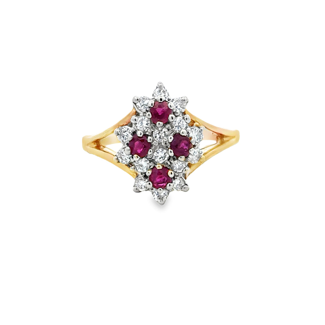 Vintage 14K Gold Ruby Diamond Women's Ring