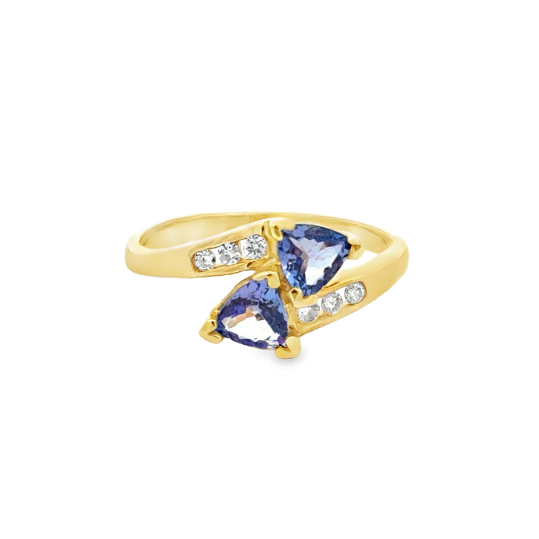 14K Gold Tanzanite Diamond Halo Women's Ring