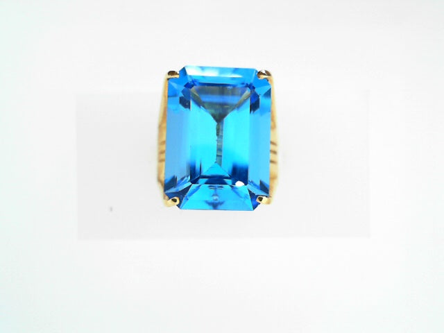 18K Gold Vintage Swiss Blue Topaz Women's Cocktail Ring