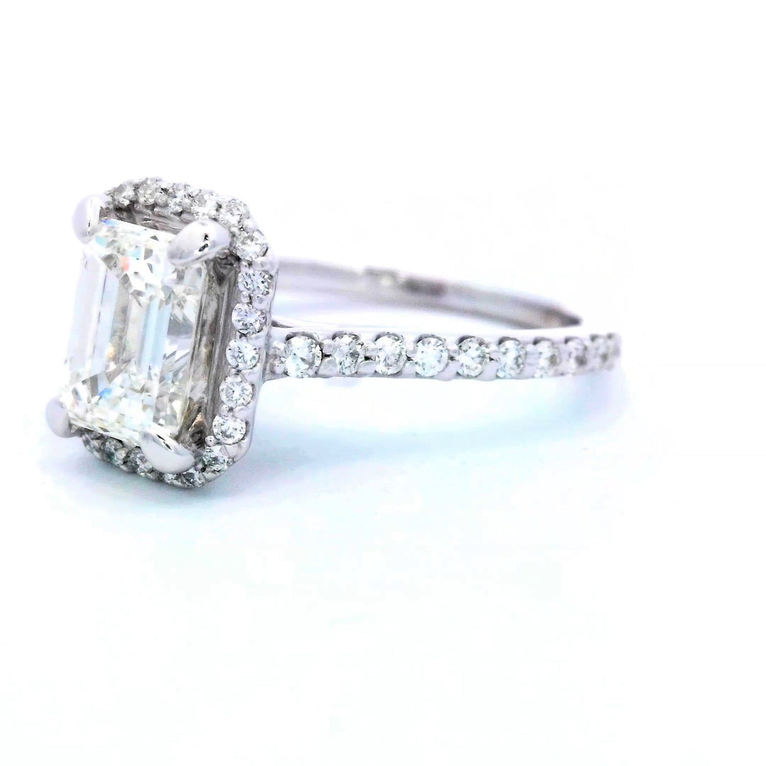 14K White Gold 1.36ct GIA Diamond Halo Engagement Ring