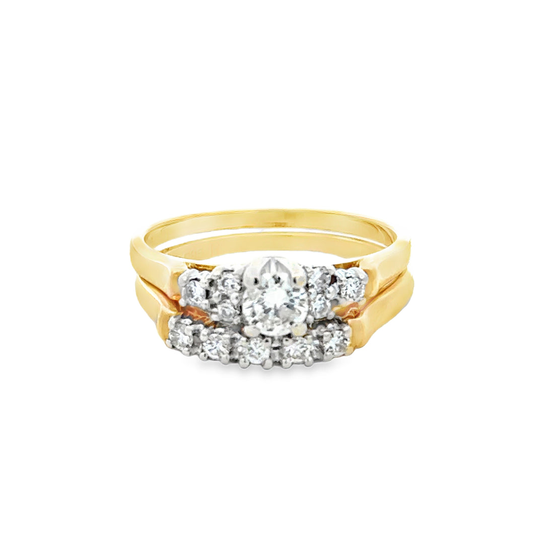 14K White Gold 0.50ctw Round Diamond Bridal Ring Set