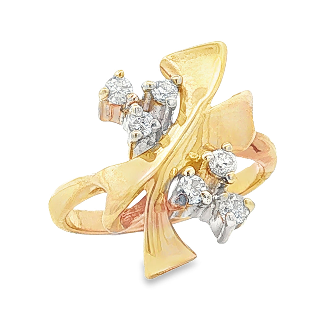 14K Gold Vintage .25ctw Diamond Free-Form Women's Ring