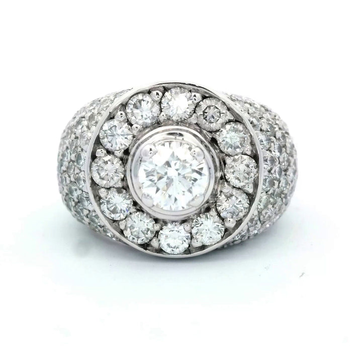 14K White Gold Men's 5.20ctw Diamond Cluster Ring